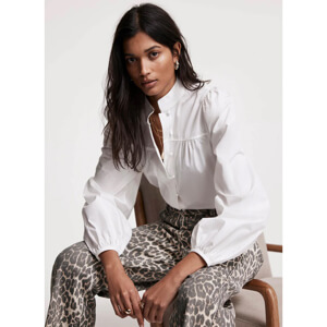 Mint Velvet White Blouson Cotton Shirt